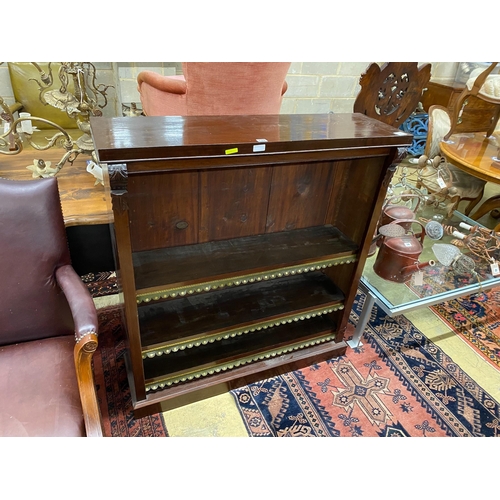 1128 - A Victorian mahogany open bookcase with carved acanthus mounts, width 107cm, depth 32cm, height 116c... 