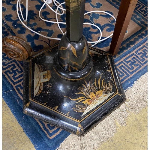 1133 - A 1920's chinoiserie lacquer standard lamp, height 150cm