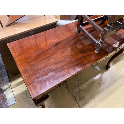 1150 - A reproduction Victorian style mahogany three drawer serving table, width 43cm, depth 70cm, height 7... 