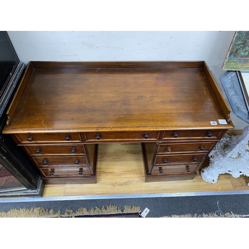 1185 - A Victorian mahogany pedestal desk, width 171cm, depth 54cm, height 80cm