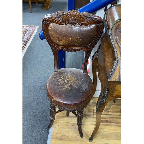 1195 - A George IV rosewood harpist's or cellist's stool, height 94cm