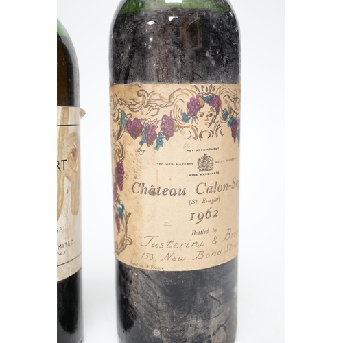 1274 - A bottle of Army and Navy stores 1960 vintage port and a bottle of Chateau Calon-Segur 1962