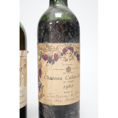 1274 - A bottle of Army and Navy stores 1960 vintage port and a bottle of Chateau Calon-Segur 1962