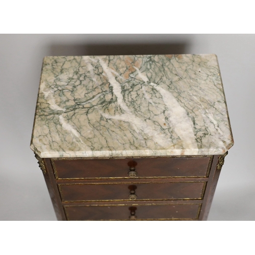 1299 - A 20th century French style miniature marble top six drawer chest, possibly an apprentice piece, 46.... 