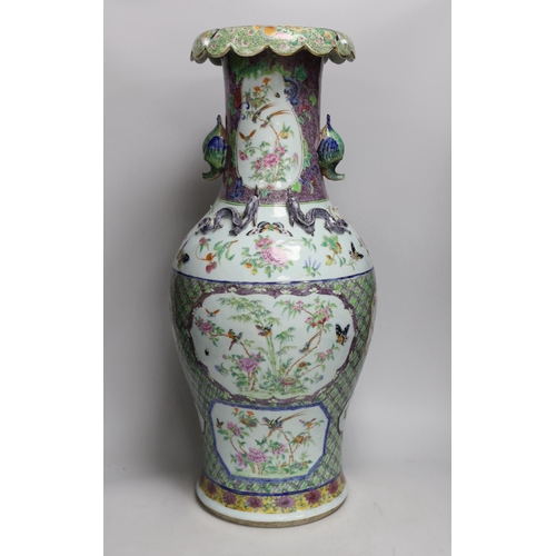 1303 - A large 19th century Chinese famille rose baluster vase, 60cms high