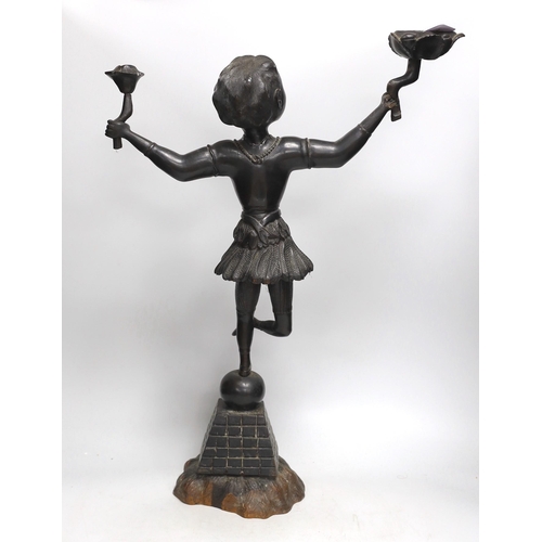 1306 - An unusual 19th century Ceylonese carved ebony figure,  91cms high