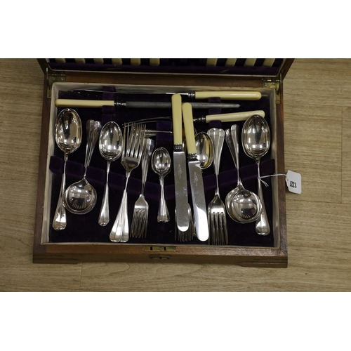 1327 - A cased plated canteen of cutlery