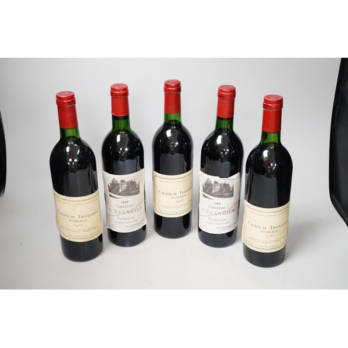 1394 - Chateau Trotanoy Pomerol 1983 3 bottles, and Chateau Lievangile Pomerol 1985 1985, 2 bottles (5)... 