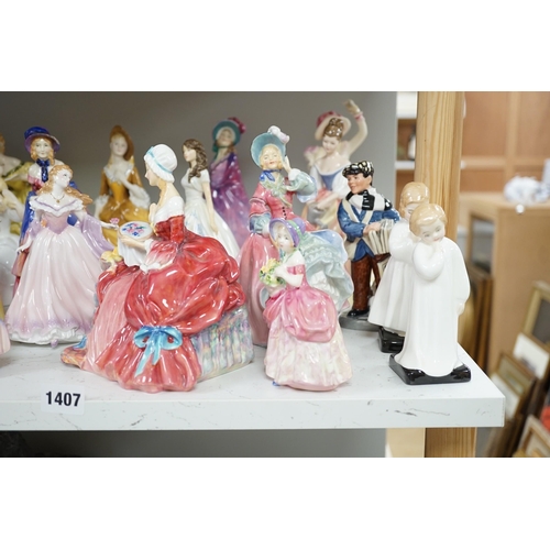 1407 - A quantity of Royal Doulton figures, to include Peggy, Valerie, Dinky Do, Penelope, Cissie, and othe... 