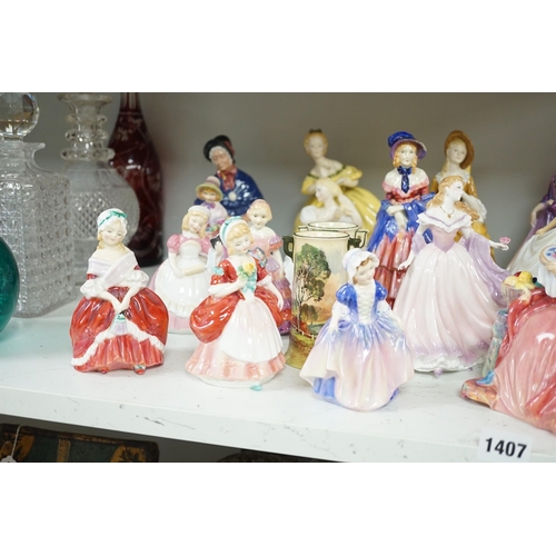 1407 - A quantity of Royal Doulton figures, to include Peggy, Valerie, Dinky Do, Penelope, Cissie, and othe... 