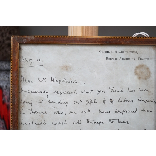 1410 - WWI interest- An autograph letter, signed by Douglas Haig 17/10/1918