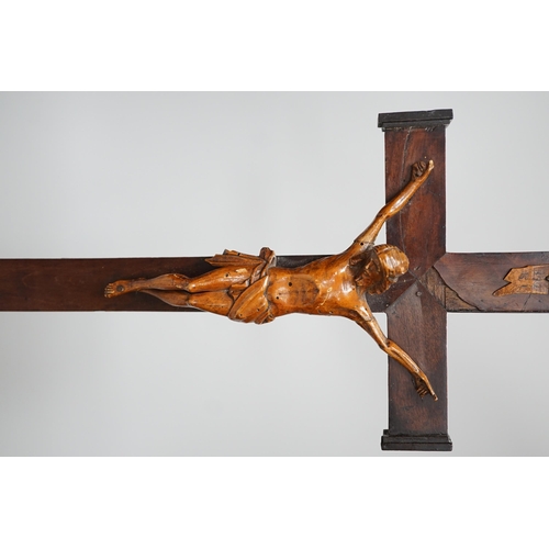 1425 - A carved wood Corpus Christi, 49cms high,