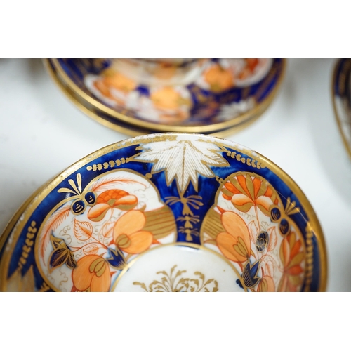 1436 - An early 19th century English porcelain Japan-pattern tea and coffee set and two similar dessert dis... 