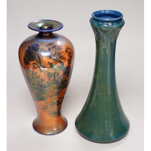 1438 - A Royal Worcester Sabrina ware vase and a Shelley printed flambe vase, tallest 28cm