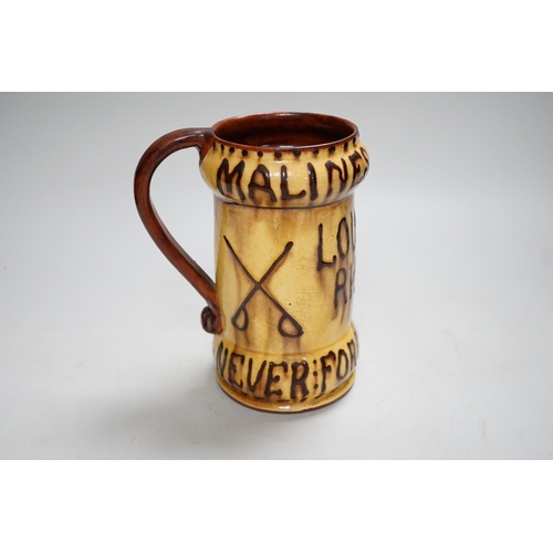 1440 - A Dicker slipware tankard Malines-Termonde Louvain Rheims 1914 Never Forget the Huns, 17cm