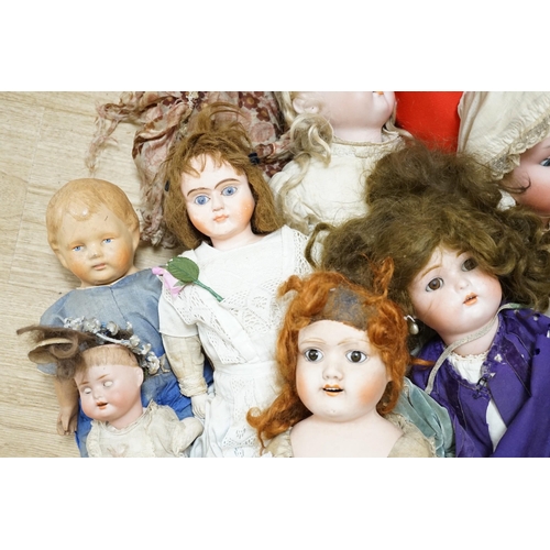 1475 - Two Kammer and Reinhardt bisque headed dolls, a wax over composition doll, various other bisque head... 