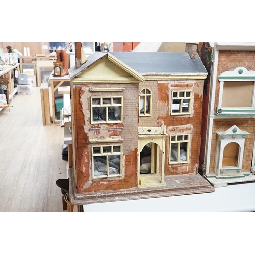 1478 - An English back-opening furnished dolls house, c.1900, modelled as a double-fronted brick villa, 75... 