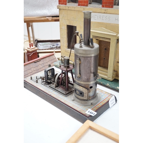 1484 - A rare Gebruder Bing spirit-fired live steam electric lighting generator, circa 1910, 34cms high... 