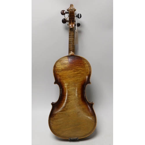 1485 - A Louis Lowendall Maggini violin, label inscribed and dated 1884, cased