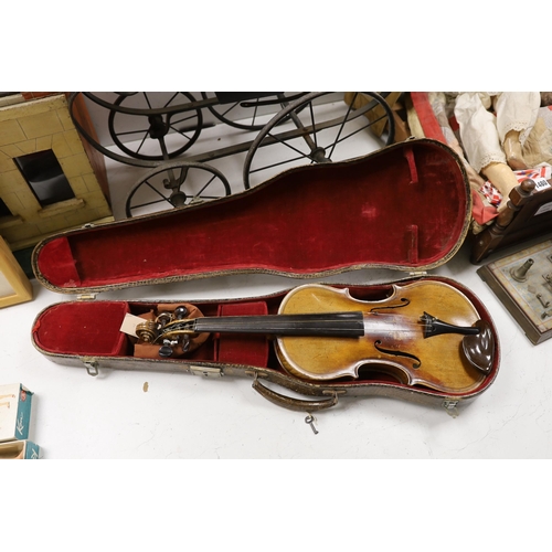 1485 - A Louis Lowendall Maggini violin, label inscribed and dated 1884, cased