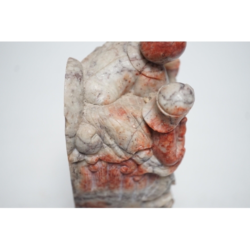 1501 - A large Chinese chicken blood soapstone seal, Qing dynasty. 15cm