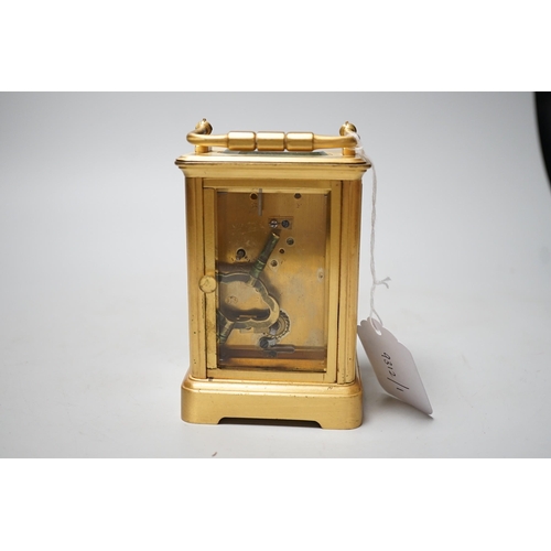 1505 - An early 20th century lacquered brass carriage timepiece marked Goldsmiths Alliance, London 17554... 