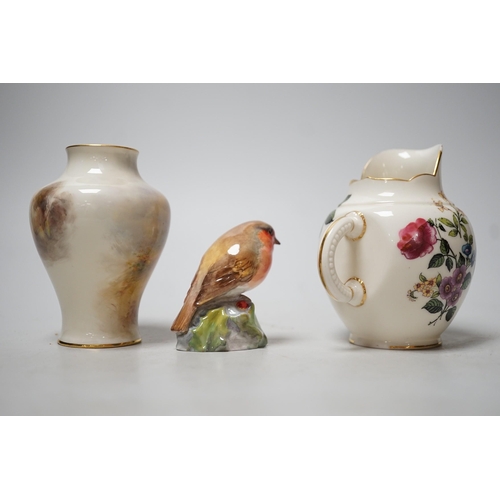 1515 - A Royal Worcester James Stinton vase with pheasant decoration, together with a Royal Worcester jug a... 