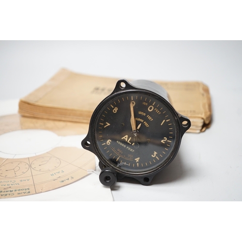 1520 - A WWII Air Ministry altimeter model XIV B and a War & Navy Department aircraft recognition pictorial... 