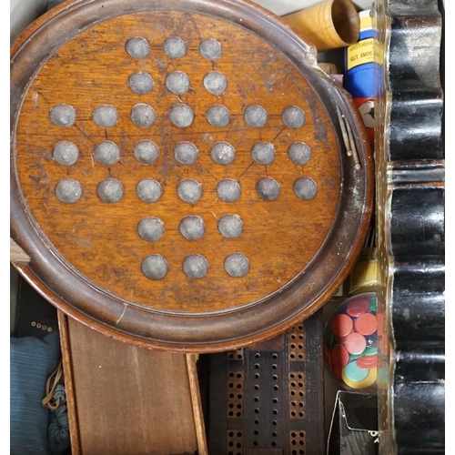 1529 - A selection of various games, to include a cribbage board, cards etc