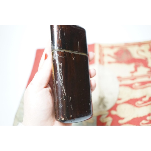 1550 - A 19th century Continental painted toleware cigar case and a Victoria Diamond Jubilee flag