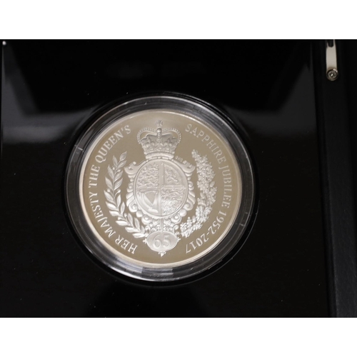 1553 - A group of Royal Mint boxed proof collector's coins: 2017 Queen's Sapphire Jubilee 5 ounce silver pr... 