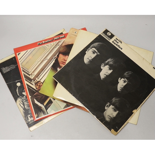 1557 - A collection of five Beatles LPs to include top opening White Album