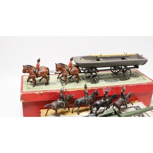 1580 - Britains set 203 Pontoon Section, 4.7 Naval Gun, both in original boxes,  and cavalry now in set 460... 