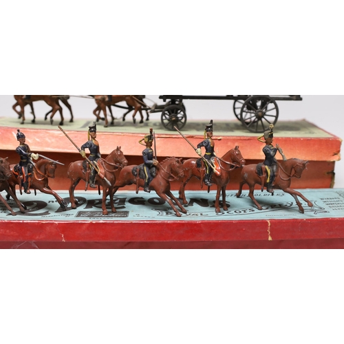 1582 - Britains set 203 Pontoon Section, in box, and Britains dragoons, now in set 32 box