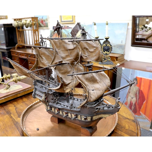 1590 - A model Man'o'war ship, 1937. Height 72cm