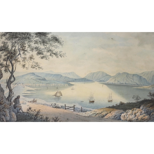 1663 - 19th Century Colonial School, watercolour, Shipping at Anchor, 31 x 52cm