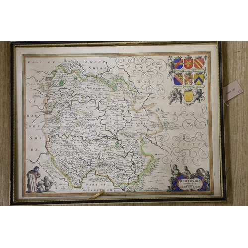 1672 - Jan Janssen, coloured engraving, Map of Herofordiae, overall 41 x 53cm, Latin text verso, a similar ... 