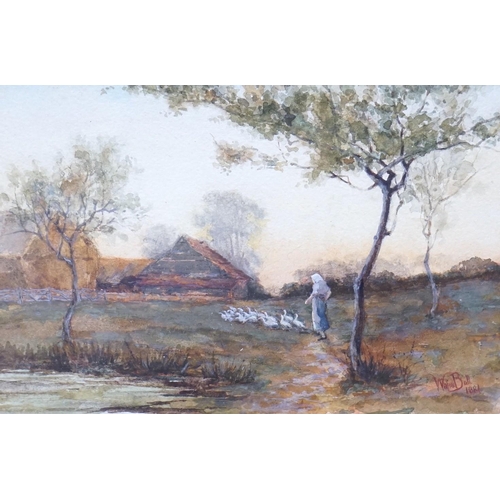 1675 - Wilfred Williams Ball (1853-1917), watercolour, 'Returning Home, Evening, signed and dated 1881, 1... 