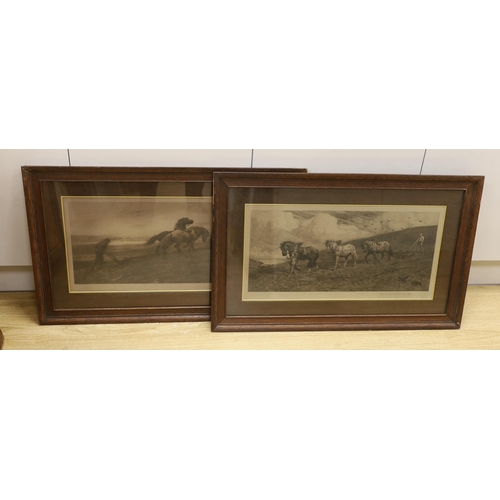 1691 - Herbert Thomas Dicksee (1862-1942), pair of photolithographs, 'The Last Furrow' and 'Against the win... 