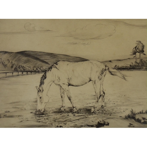 1692 - B. Rowland, three drypoint etchings, 'Holiday', 'Just an Idea' and 'Horse grazing', signed in pencil... 