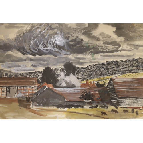 1693 - Edwin LaDell (1919-1970), ink and watercolour, 'Stonor Park', signed with Exhibition labels verso, 3... 