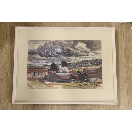 1693 - Edwin LaDell (1919-1970), ink and watercolour, 'Stonor Park', signed with Exhibition labels verso, 3... 