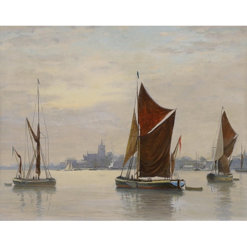 1702 - Albert Vavasour Hammond FRSA (1900-1985), pair of oils on board, 'Southwark' and 'Thames Barges', si... 