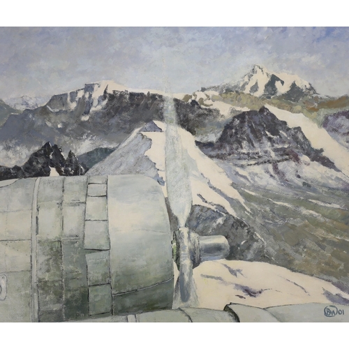 1707 - Basil Wynbergen (1928-2015), gouache, 'Over Andes in 1976', signed with label verso, 43 x 51cm... 