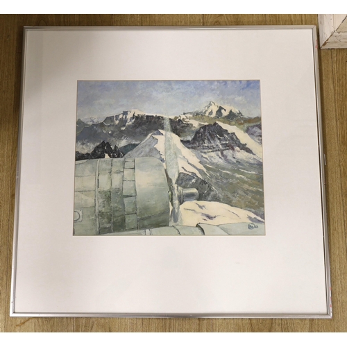 1707 - Basil Wynbergen (1928-2015), gouache, 'Over Andes in 1976', signed with label verso, 43 x 51cm... 