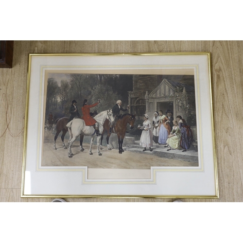 1708 - Two equestrian prints, 'The King's Derby 1909', overall 50 x 76cm and 'The Toast', 50 x 76cm