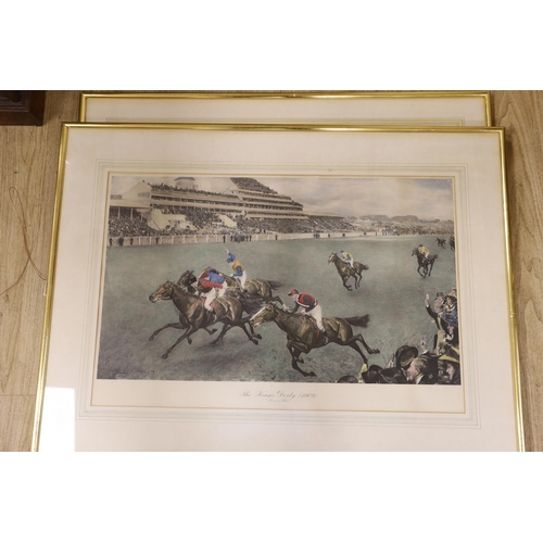 1708 - Two equestrian prints, 'The King's Derby 1909', overall 50 x 76cm and 'The Toast', 50 x 76cm