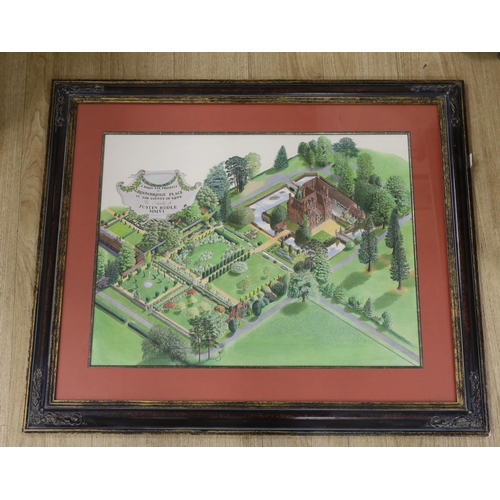 1709 - Josephine Marston, watercolour, 'A birds-eye Prospect of Groombridge Place', signed, 53 x 70cm... 