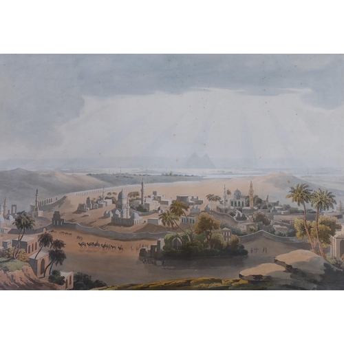 1713 - Havell after Henry Salt, coloured aquatint, The Pyramids at Cairo, number XXIV, visible sheet 51 x 7... 