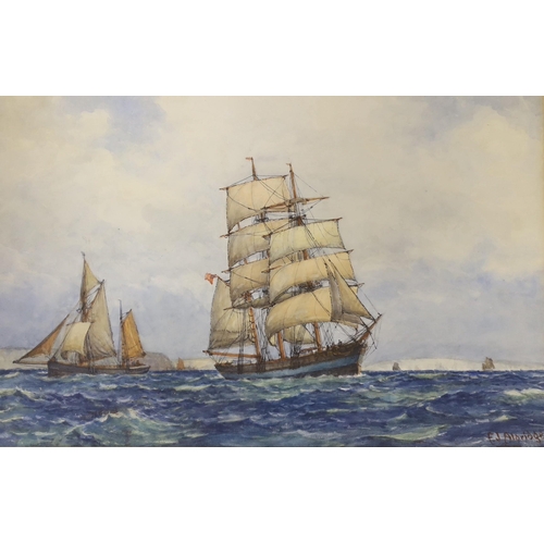 1716 - Circle of Frederick James Aldridge, watercolour, Shipping at sea, bears signature, 35 x 54cm